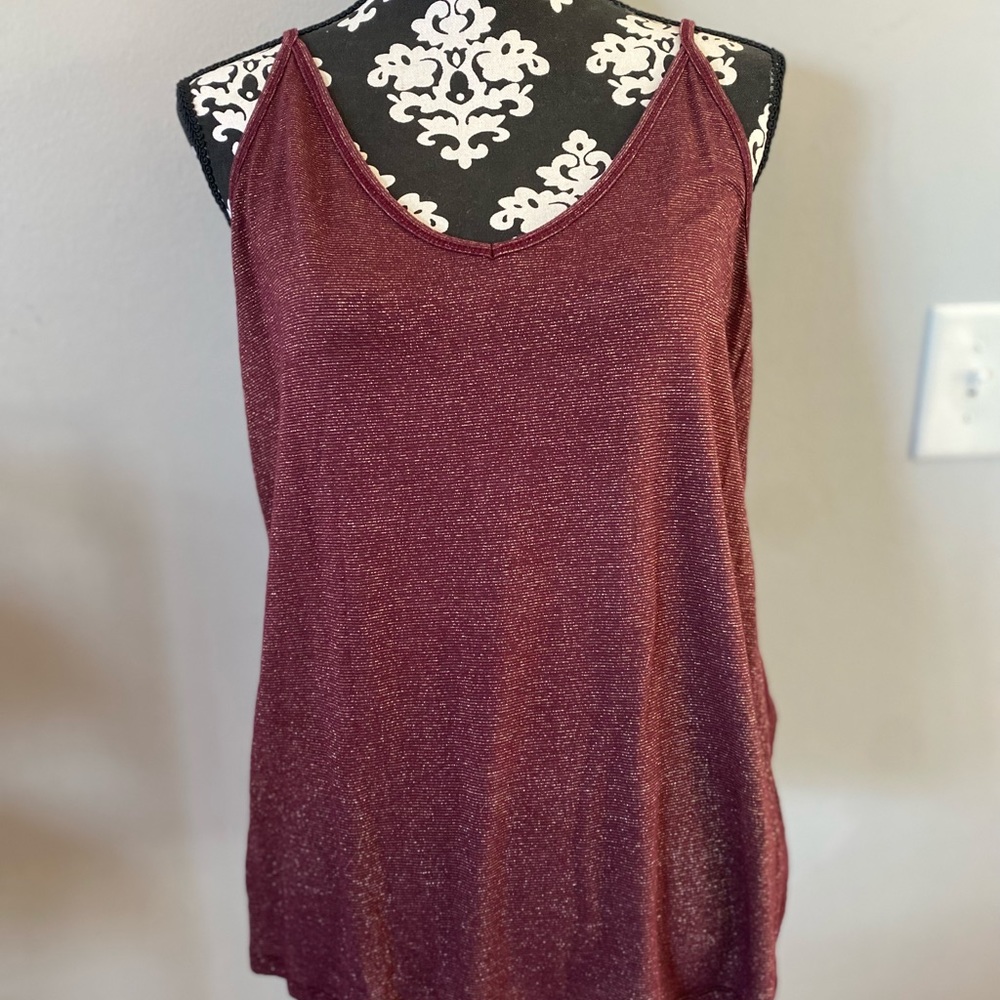 🛍 Sparkly Wine&Gold Spaghetti Strap Top 🖤